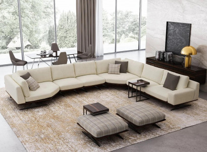 Wohnzimmer Set 5tlg Ecksofa L Form 2x Hocker Garnitur Design 2x Beistelltisch